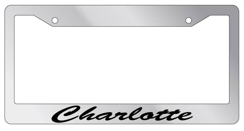 Chrome METAL License Plate Frame CHARLOTTE CURSIVE Auto Accessory 1179  Mod-GRAPH9856236-8995