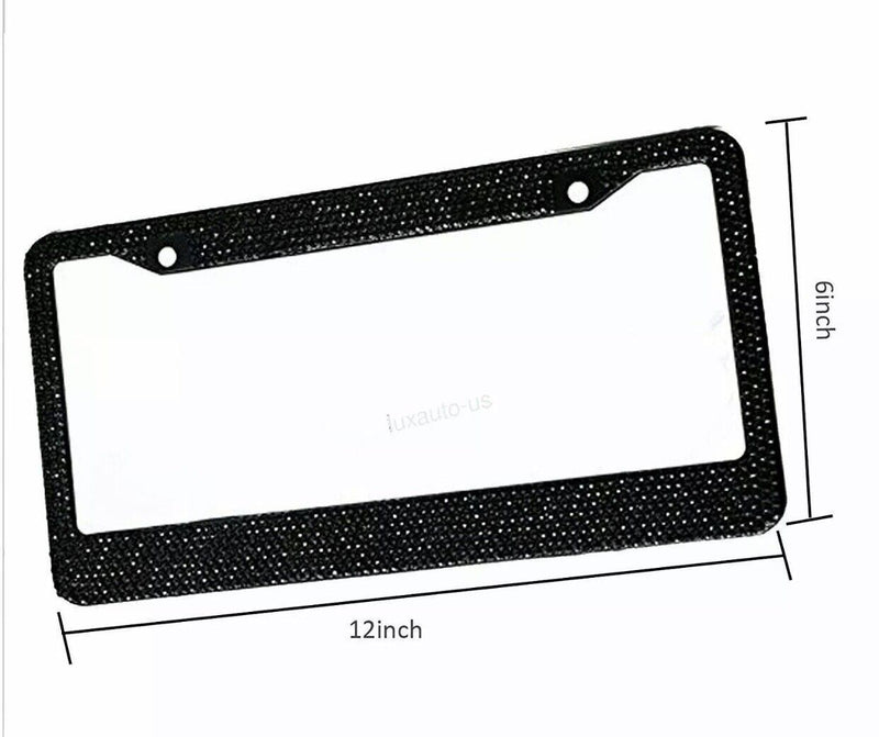 2 Bling Metal License Plate Frame Glitter Crystal Sparkling Rhinestone 12"X6"
