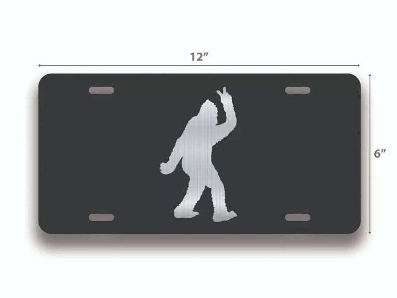 Bigfoot Peace Out License Plate Tag Vanity Novelty Metal ; Etched Metal ; 6 x 12