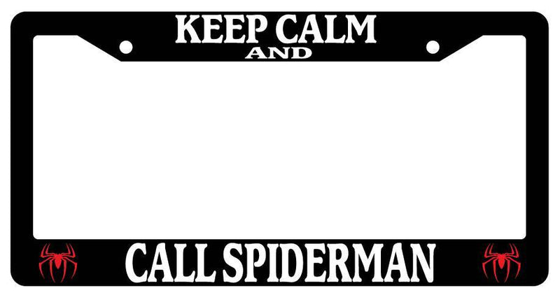 Black License Plate Frame Keep Calm AND CALL For SpiderMAN LOGO Auto Accessory  Mod-GRAPH9856236-1601
