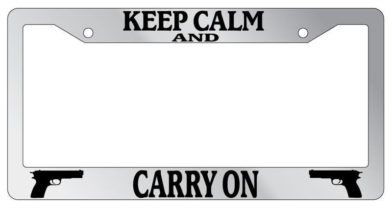 Chrome METAL License Plate Frame KEEP CALM AND CARRY ON (LOGO) Auto Accessory  Mod-GRAPH9856236-9883