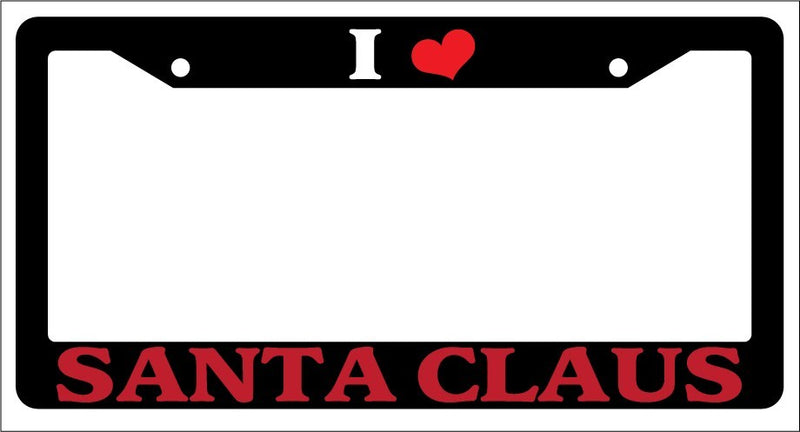 Black License Plate Frame I Heart Santa Claus Red Auto Accessory Novelty  Mod-GRAPH9856236-942
