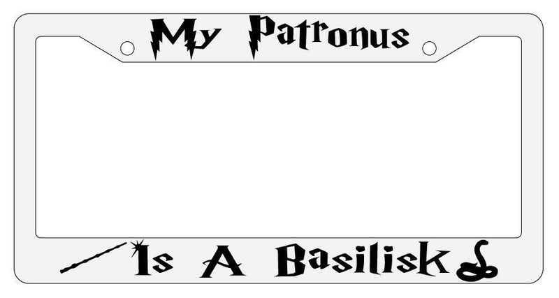 My Patronus is A Basilisk White Plastic License Plate Frame Auto Accessory  Mod-GRAPH9856236-3561