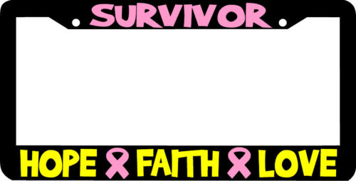 SURVIVOR Hope Faith Love breast cancer Plate Frame