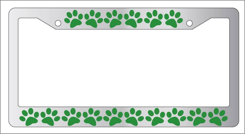 Chrome License Plate Frame PUPPY FEET (GREEN) Auto Accessory  Mod-GRAPH9856236-5222