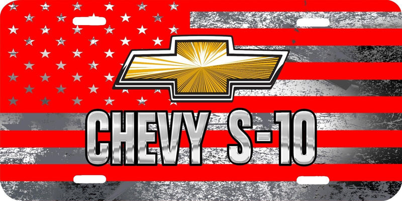 CHEVROLET S-10 LOGO RED GRAY AMERICAN FLAG AUTO LICENSE PLATE TRUCK FRONT TAG