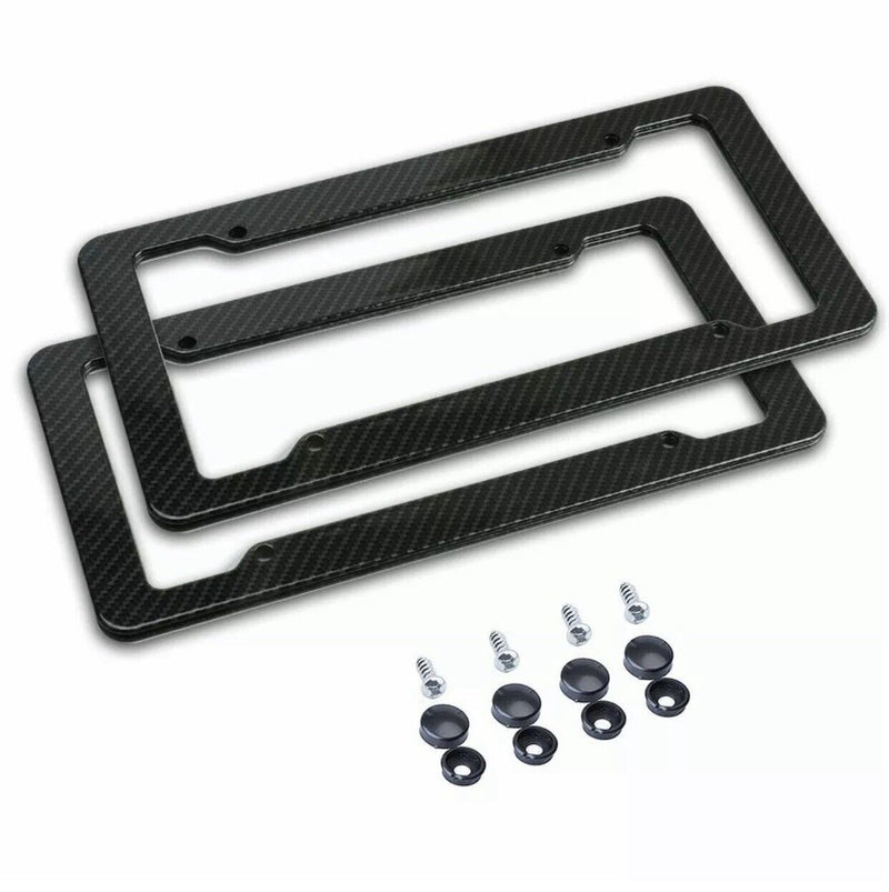 2x Carbon Fiber License Plate Frame Cover Protection Rack Universal Standard