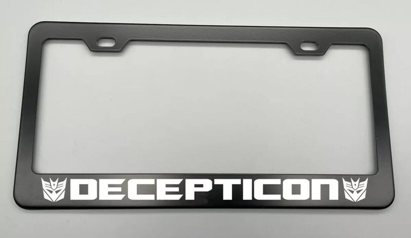 laser engraved TRANSFORMERS DECEPTICON BLACK Stainless Metal License Plate Frame