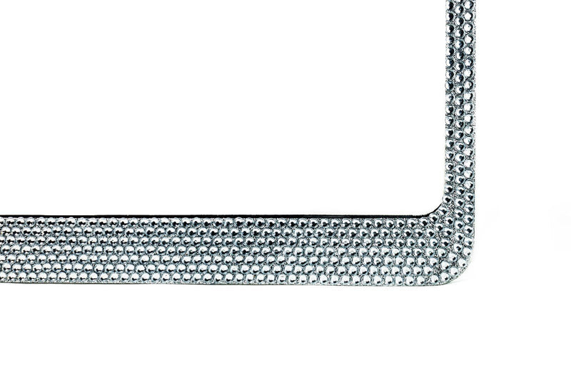 All White Silver Bling Glitter Crystal RhineStone License Plate Frame Car Auto