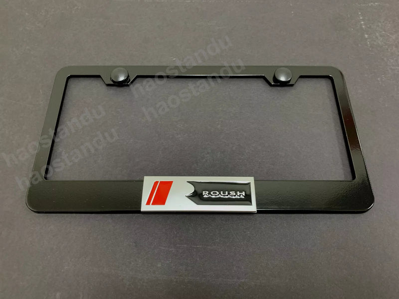 1x ROUSH 3D Emblem BLACK Stainless License Plate Frame