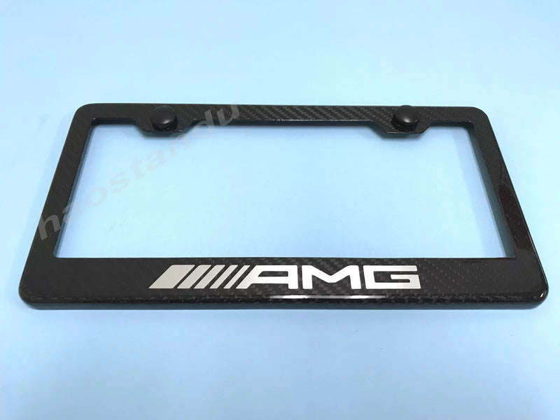 1x AMG Real 3K TwillWeave CARBON FIBER License Plate Frame Holder (NEW Style)