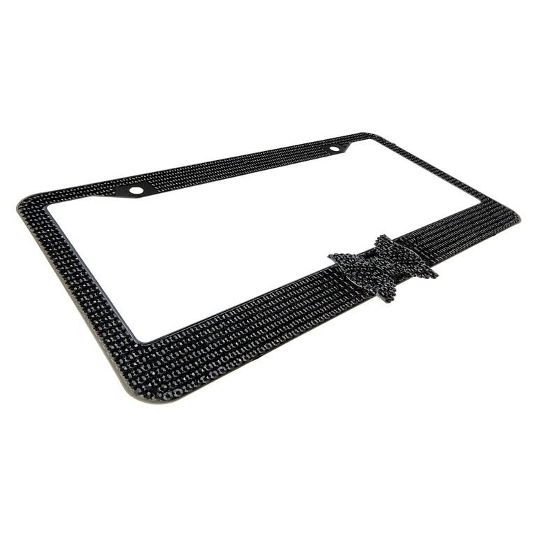 Black Diamond Bling Glitter Crystal Rhinestone Metal US Car License Plate Frame v2