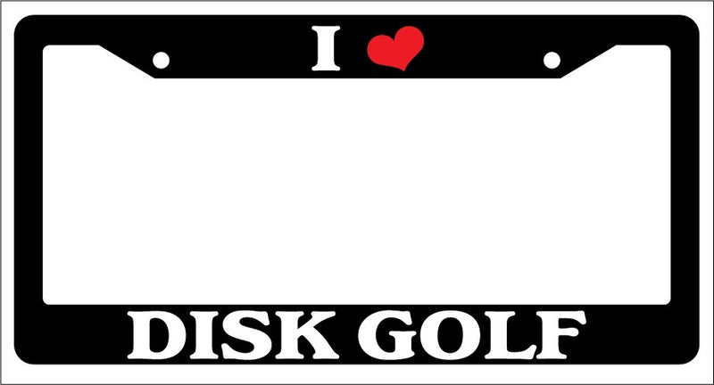 Black License Plate Frame "I Heart Disk Golf" Auto Accessory Novelty  Mod-GRAPH9856236-2885