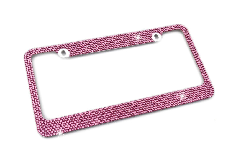 Pink Crystal Rhinestones License Plate Frame 7 rows Special Bling Offer
