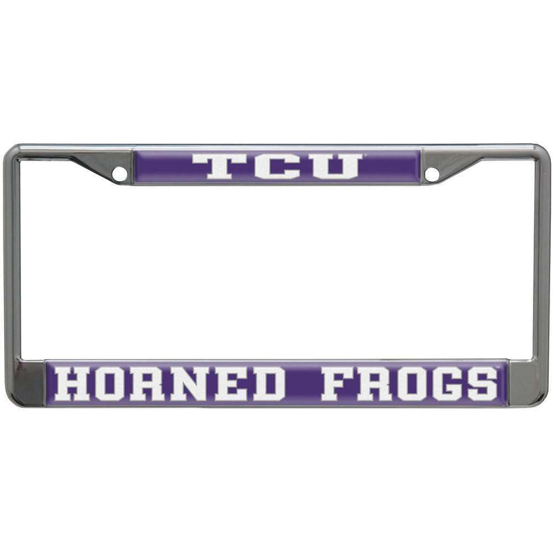 NCAA TCU Horned Frogs Metal License Plate Frame W/domed Insert