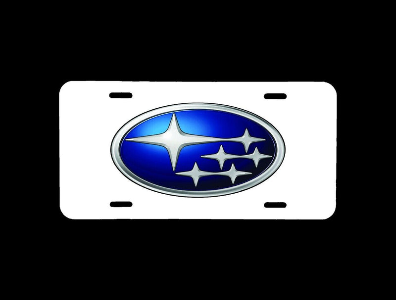 SUBARU LOGO WITH WHITE BACKGROUND VEHICLE LICENSE PLATE AUTO CAR FRONT TAG