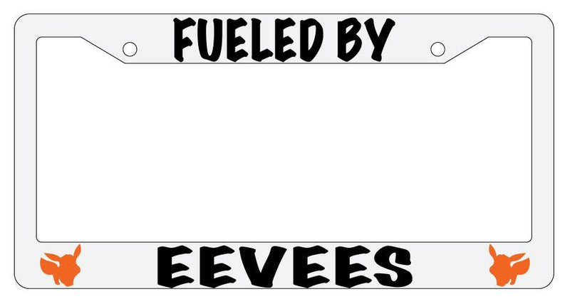 Fueled By For Eevees White Plastic License Plate Frame For Pokemon  Mod-GRAPH9856236-482