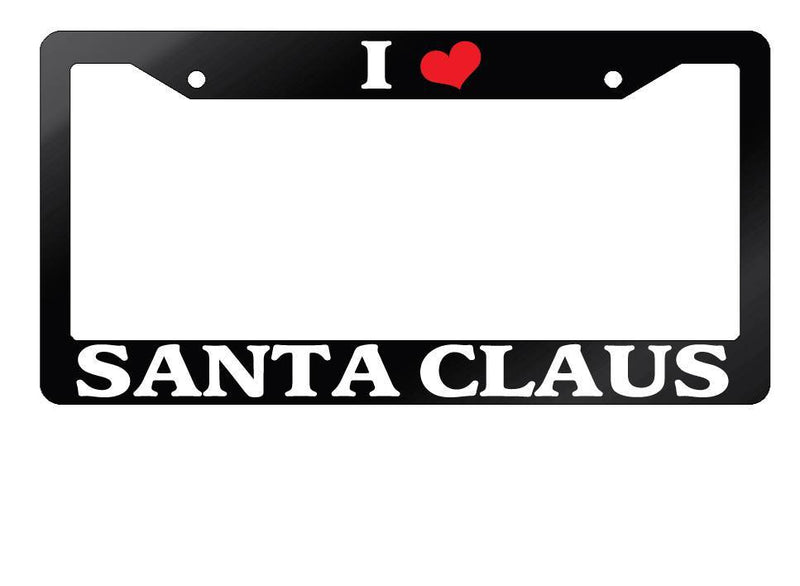 Glossy Black License Plate Frame I HEART SANTA CLAUS Auto Accessory  Mod-GRAPH9856236-7560