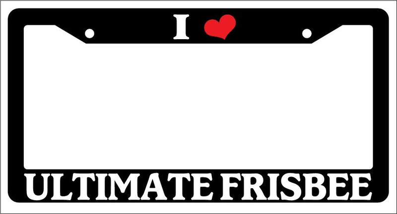 Black License Plate Frame "I Heart Ultimate Frisbee" Auto Accessory Novelty  Mod-GRAPH9856236-2899