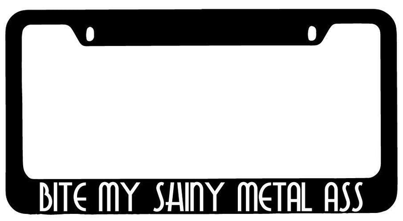 Bite My Shiny Metal Ass Black METAL License Plate Frame  Mod-GRAPH9856236-9800