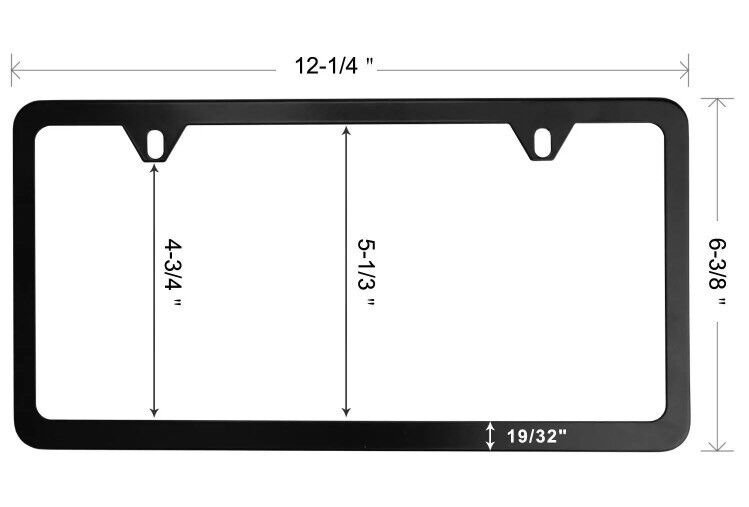 2PCS SLIM BLACK STAINLESS STEEL LICENSE PLATE FRAME SCREW CAPS /SLIM 2 HOLE BF-2