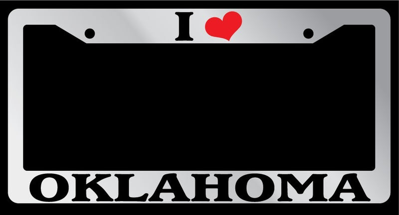 Chrome License Plate Frame "I Heart Oklahoma" Auto Accessory Novelty 2461  Mod-GRAPH9856236-6192