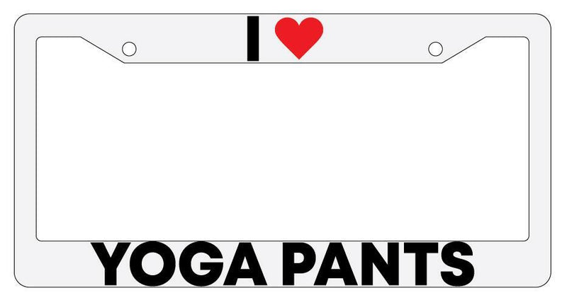 I Heart My Yoga Pants White Plastic License Plate Frame  Mod-GRAPH9856236-884