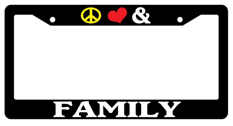 Black License Plate Frame Peace Love And Family Auto Accessory 764  Mod-GRAPH9856236-2274