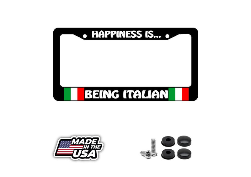 HAPPINESS IS BEING ITALIAN flag italy License Plate Frame