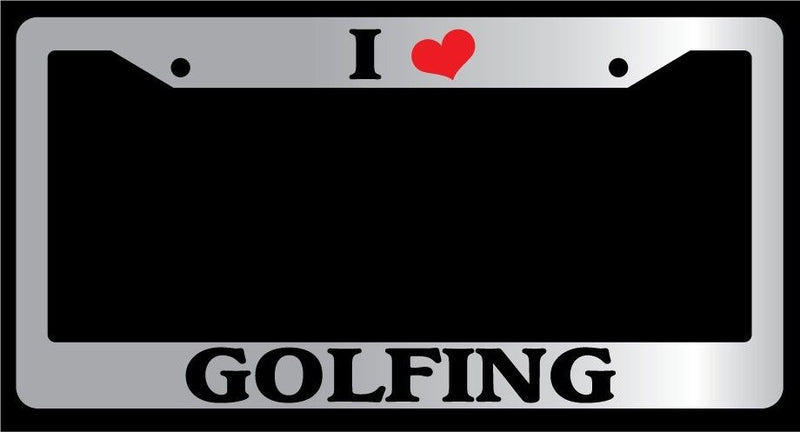Chrome License Plate Frame "I heart Golfing" Auto Accessory Novelty  Mod-GRAPH9856236-6098