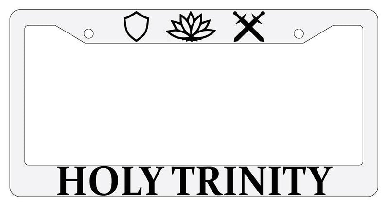 Holy Trinity White Plastic License Plate Frame MMO  Mod-GRAPH9856236-154