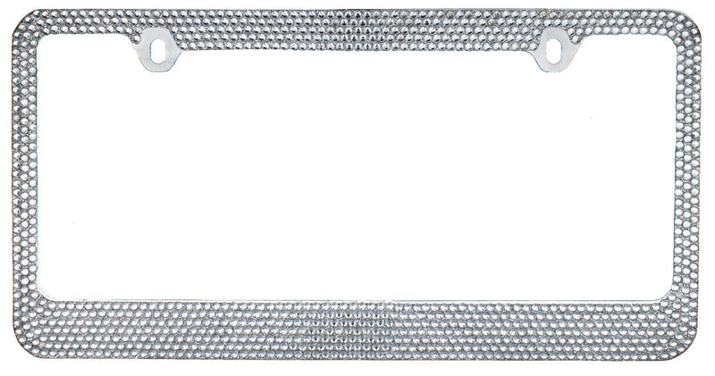 7 Rows White Bling Crystal Rhineston METAL License Plate Frame+Bling Caps