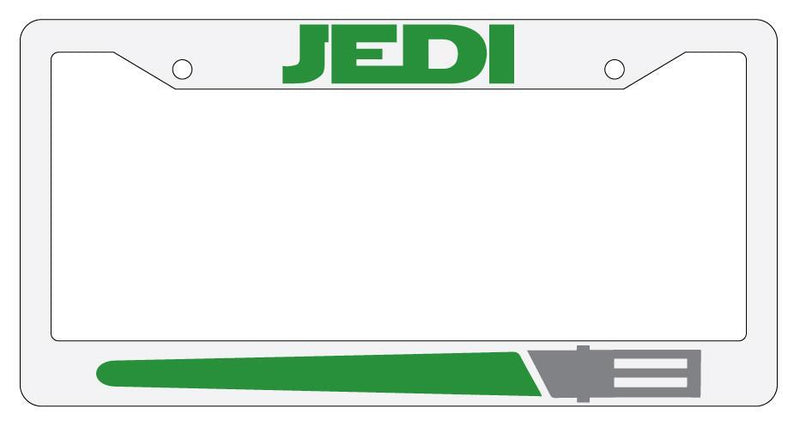 Jedi GREEN White Plastic License Plate Frame Star Wars  Mod-GRAPH9856236-1856