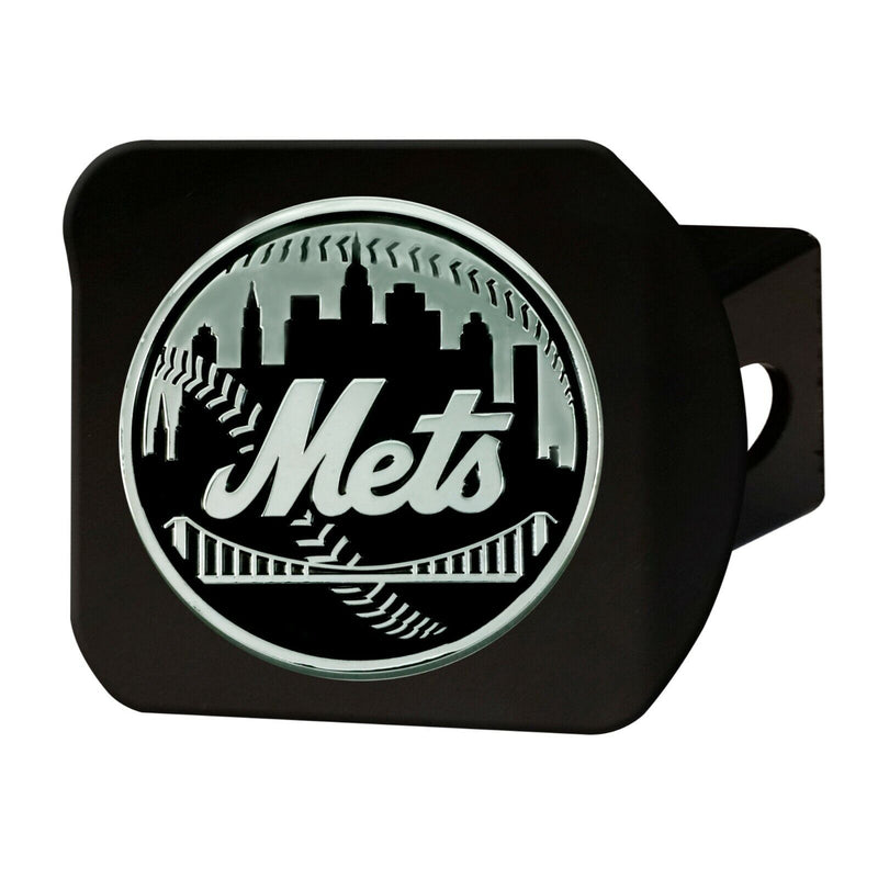 MLB New York Mets 3D Chrome on Black Metal Hitch Cover