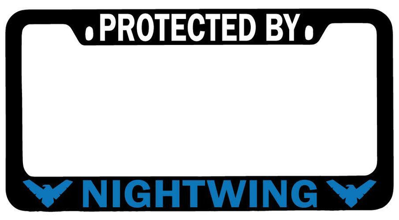 Protected By Nightwing Black METAL License Plate Frame Auto DC  Mod-GRAPH9856236-8357