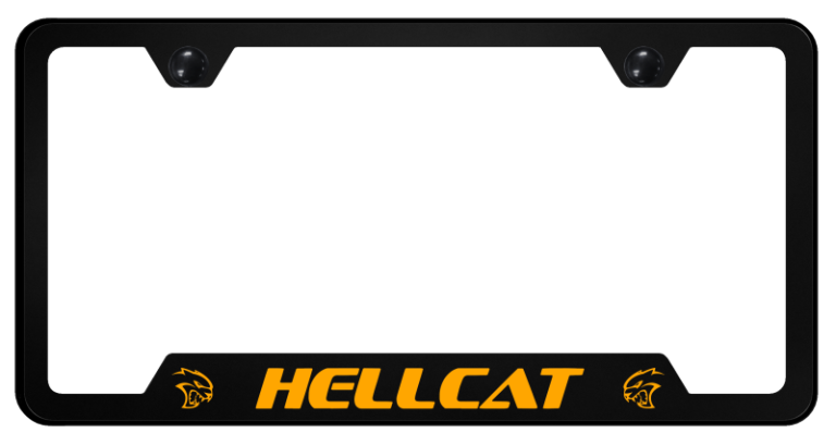 Mopar Hellcat Polycarbonate Notched License Plate Frame - Orange