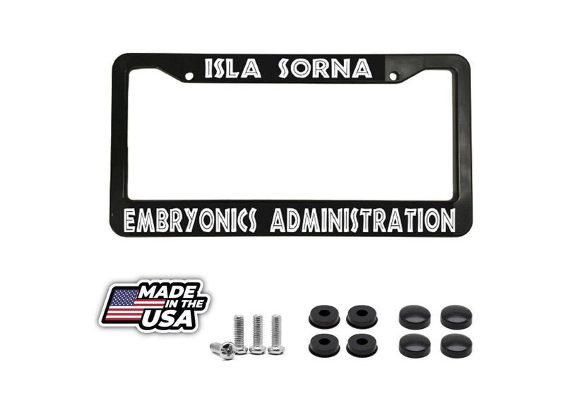 Isla Sorna Embryonics Administration Jurassic Park Dinosaur License Plate Frame