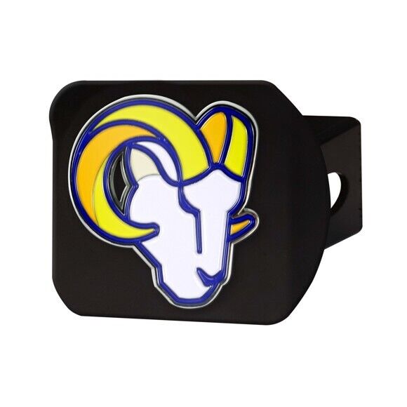 NFL Los Angeles Rams 3D Color on Black Metal Hitch Cover