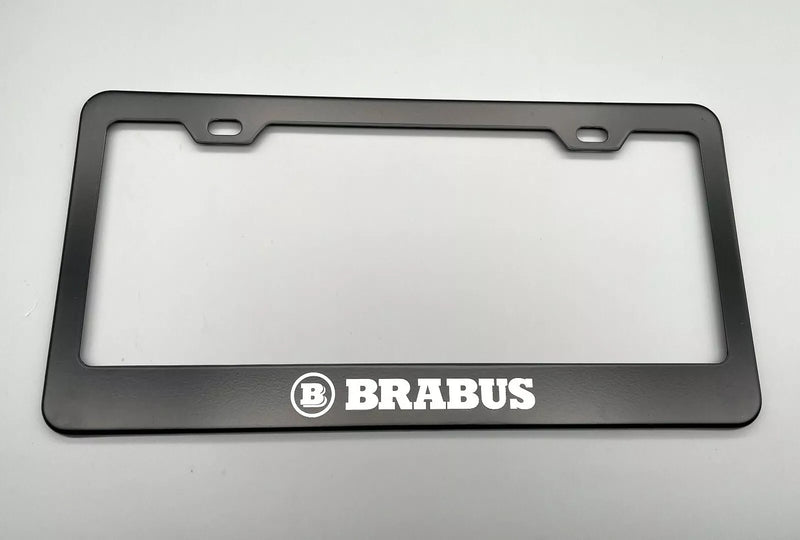 Brabus Black Stainless Steel License Plate Frame, Front, Car, Road Legal, Laser Engraved