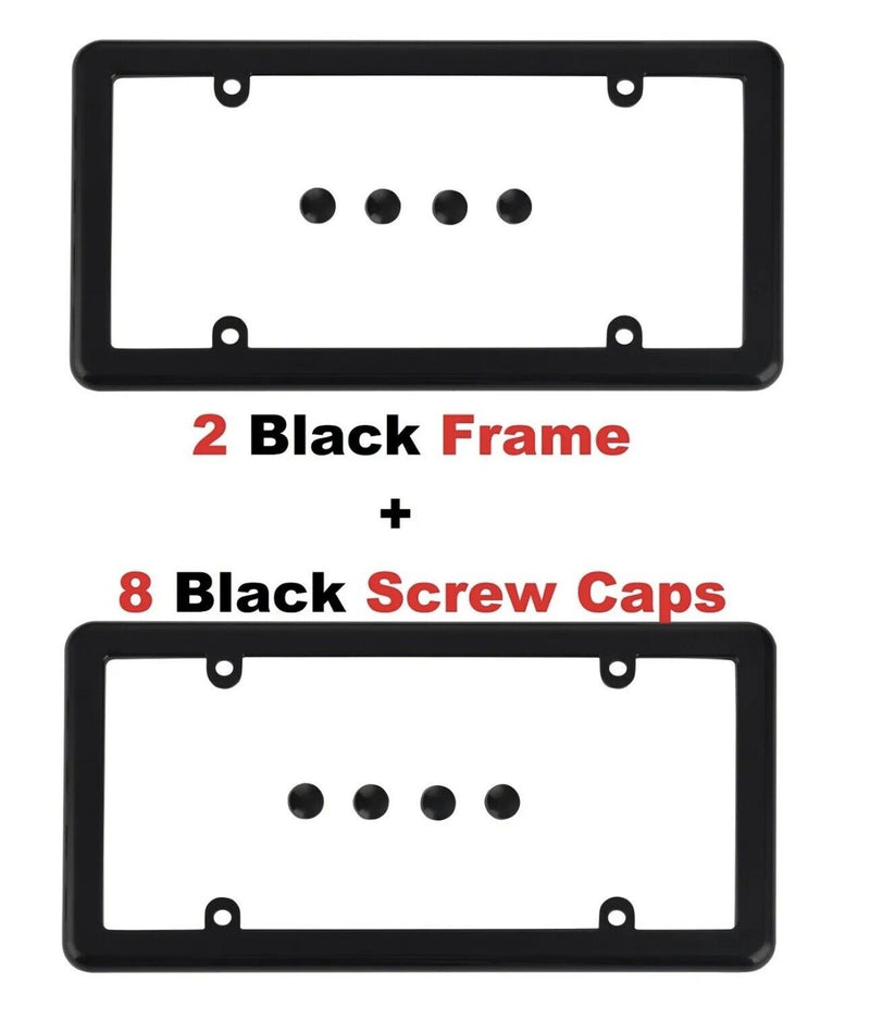 2 UNBREAKABLE Clear License Plate Shield Covers + 2 Black Frames for Cars