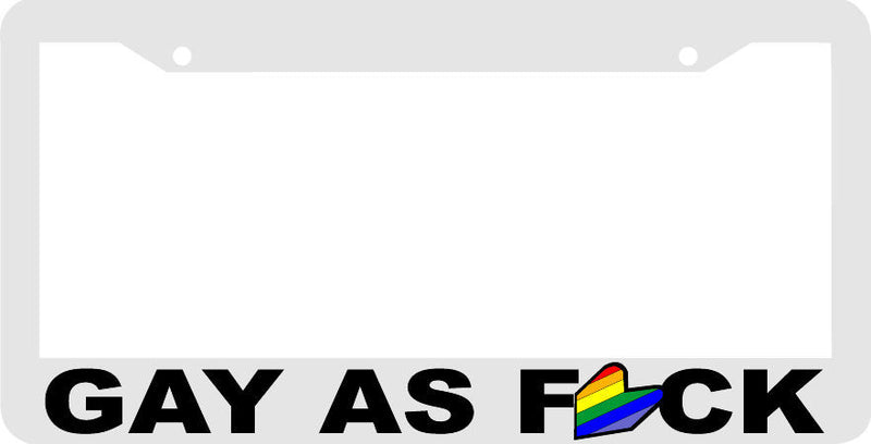 white GAY AS FCK jdm wakaba rainbow leaf License Plate Frame
