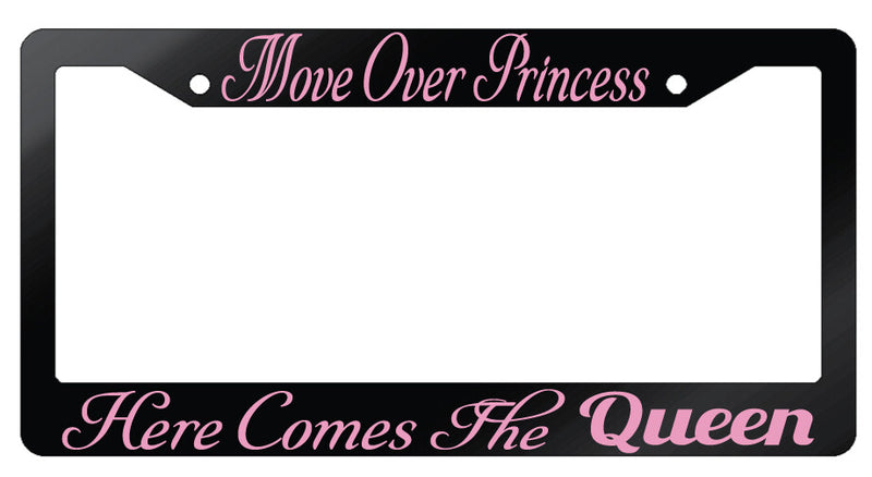 Move Over Princess Design 2A Glossy Black Plastic License Plate Frame  Mod-GRAPH9856236-7469