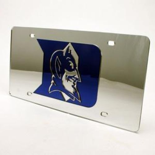 NCAA Duke Blue Devils Inlaid Acrylic License Plate - Silver Mirror Background