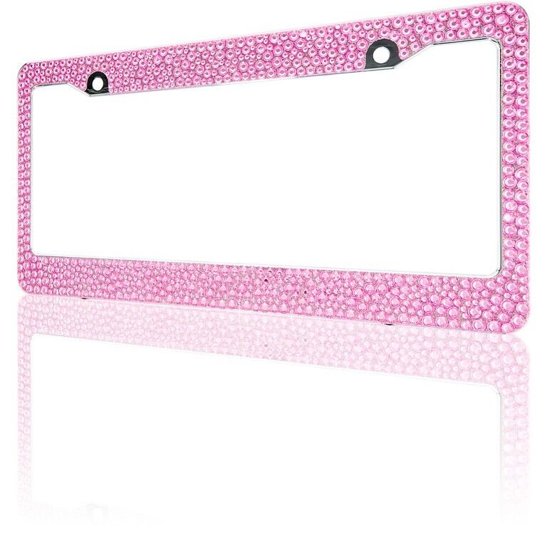 Pink Mix Size Crystal Rhinestones License Plate Frame Special Bling Offer