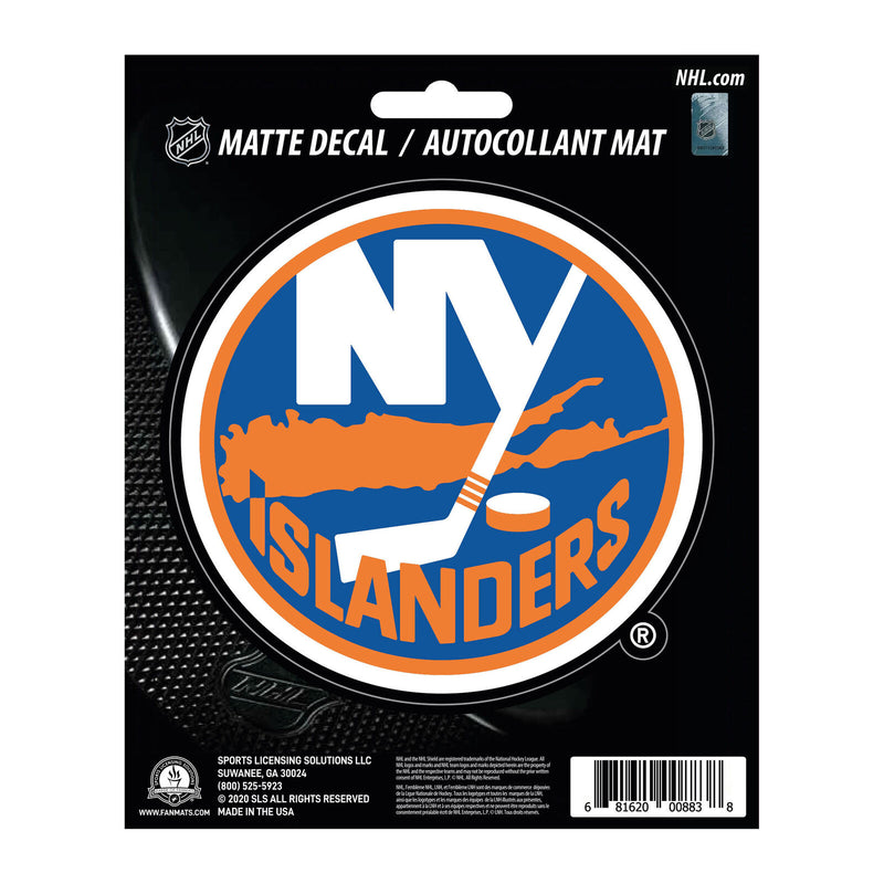 NHL New York Islanders Decal Matte 5"X6.25" Auto Boat Cooler Luggage