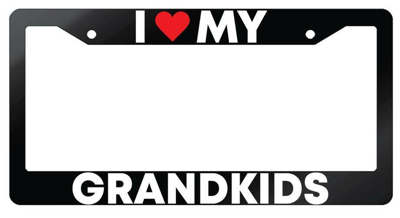 I Heart My Grandkids Glossy Black Plastic License Plate Frame  Mod-GRAPH9856236-7282