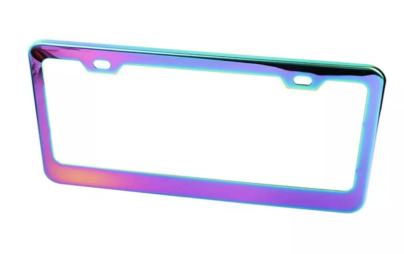 2PCS Universal NEO CHROME Stainless Steel License Plate Frame JDM