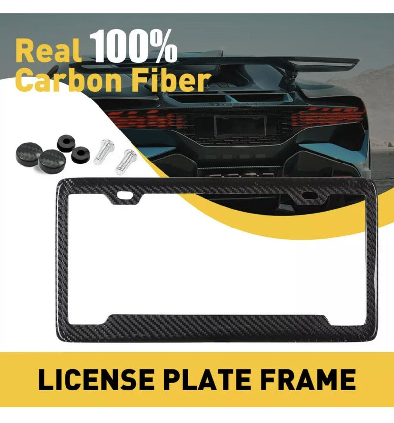 REAL 100% CARBON FIBER LICENSE Plate Frame COVER ORIGINAL 3K TWILL US