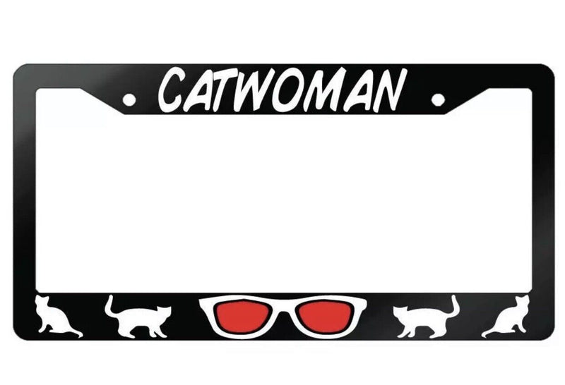 Catwoman Glossy Black Plastic License Plate Frame DC