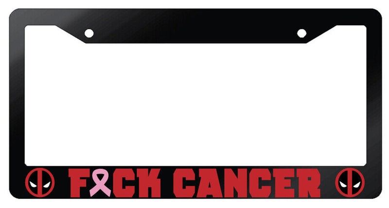 F*ck Cancer Design 2A Glossy Black License Frame Auto For Deadpool  Mod-GRAPH9856236-7346